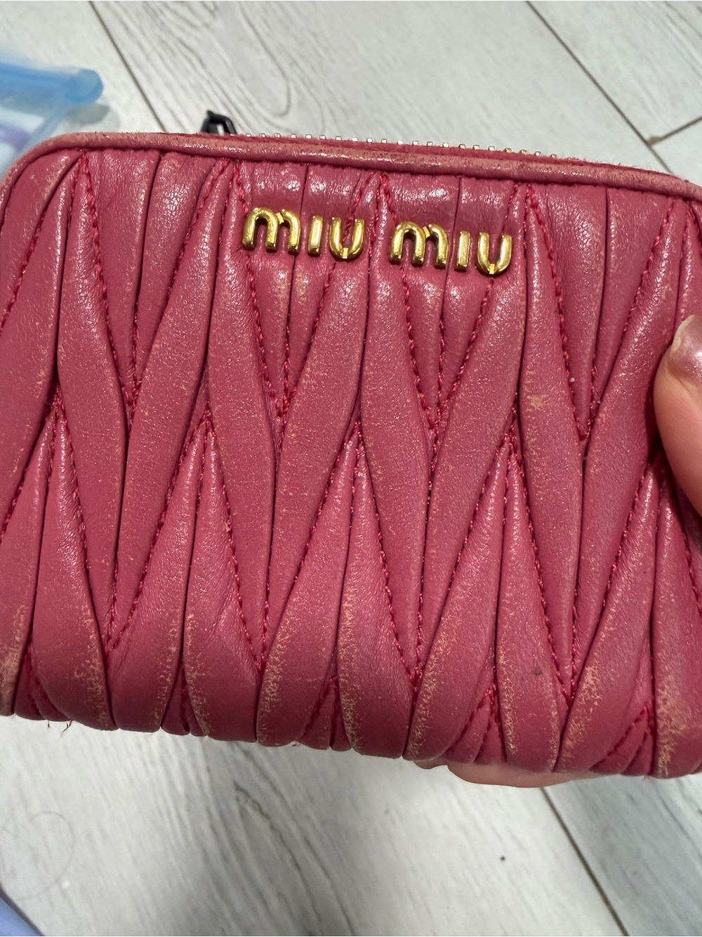 Authentic Miu Miu Pink Quilted Leather Zip Wallet